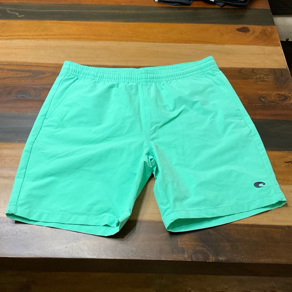 Costa Men's Solid Green Swim Trunks Bottom Size S Regular Nylon Elastane